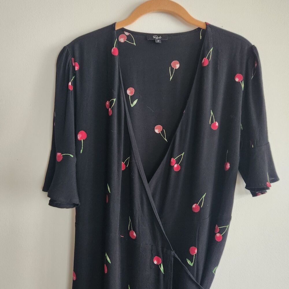 Rails Aimee Black Cherry Print Wrap Mini Dress Size M novelty summer vacation - Picture 3 of 10